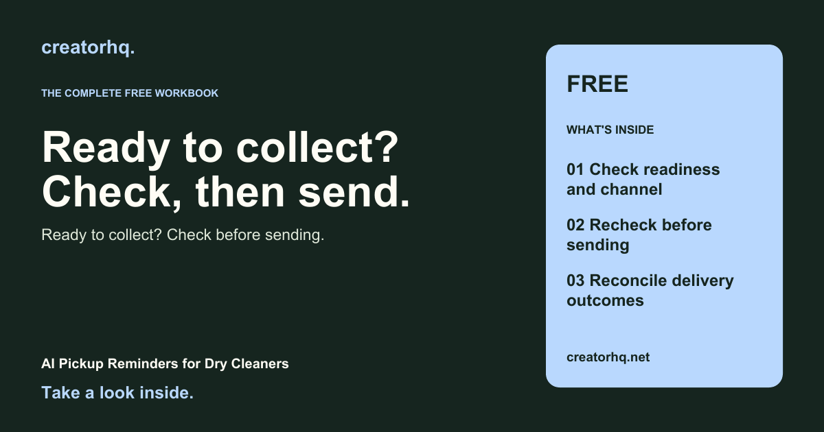 AI Pickup Reminders for Dry Cleaners — complete free workbook