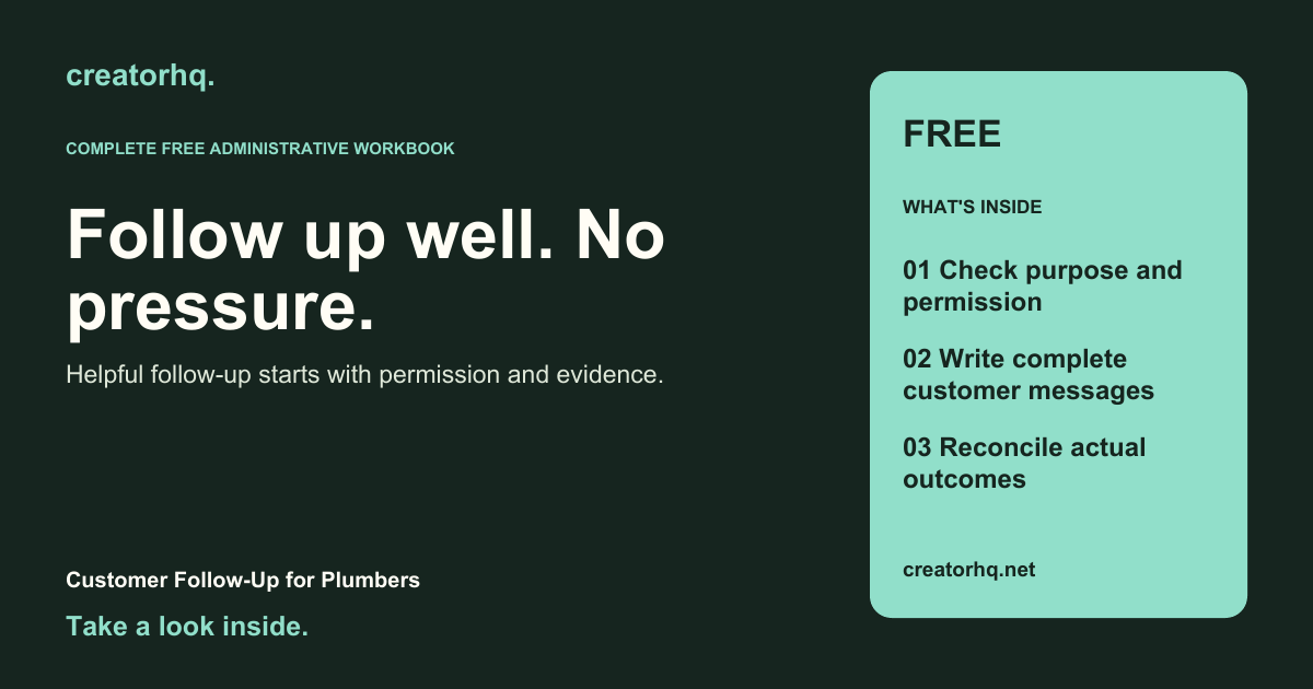 Customer Follow-Up for Plumbers — complete free workbook