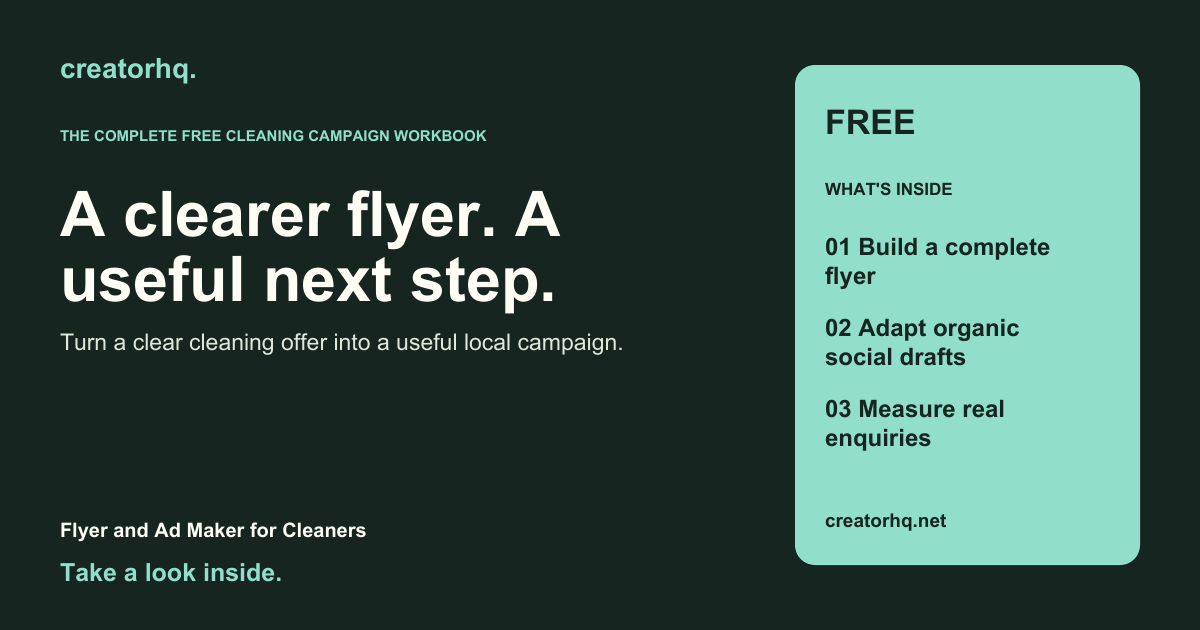 Flyer and Ad Maker for Cleaners — complete free workbook