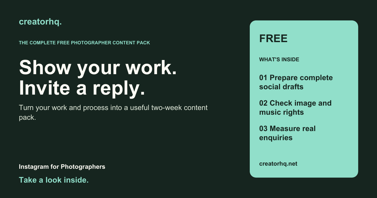 Instagram for Photographers — complete free workbook