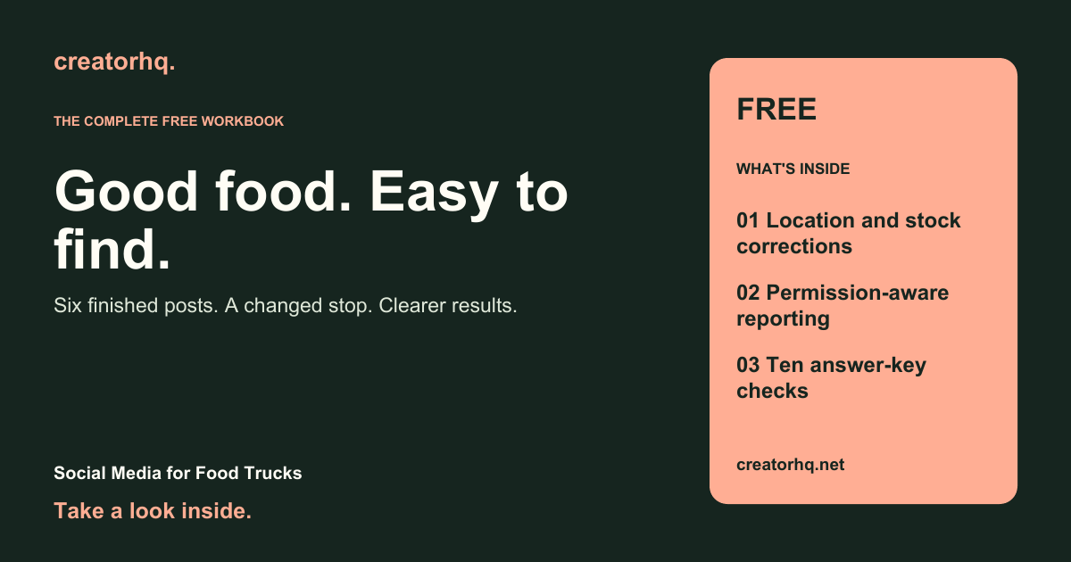 Social Media for Food Trucks — complete free workbook